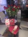 valentine's roses, chocolates and card delivered by singer